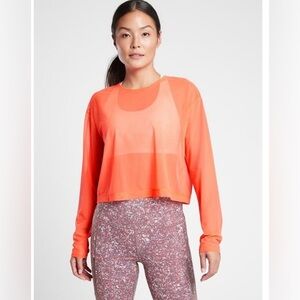 Athleta Circuit Mesh Top Racing Red
Orange Size Medium